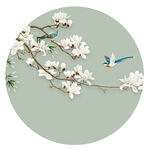 新中式玉兰花鸟无框画