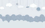 手绘卡通云彩儿童房壁纸