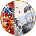 荷花入户国潮水墨民宿装饰画