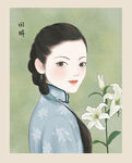 手绘古典女