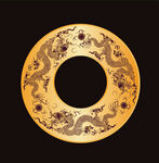 矢量龙纹双龙戏珠圆形龙图案花纸