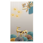 轻奢玄关麋鹿年轮装饰画背景画