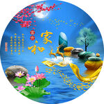 圆形石来运转轻奢麋鹿抽象装饰画