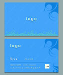 海产水产蓝色波浪纹简约名片模板