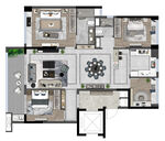 现代室内彩平图
