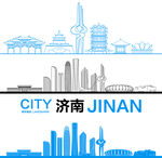 济南城市天际线建筑剪影