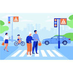 过马路城市生活插画