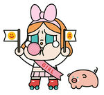 可爱兔耳女孩与小猪形象