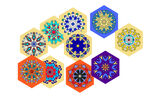 多彩六边形几何装饰图案
