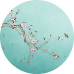 新中式花鸟桃花圆形装饰画