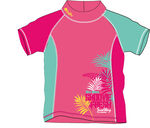 粉色印花短袖泳衣