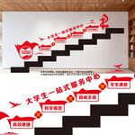 大学生一站式服务中心楼梯文化墙