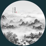 圆形山水画