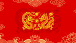 中式红底双龙戏珠吉祥图案