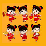 喜庆红衣萌娃贺岁形象