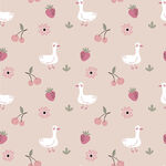 鹅与花卉的可爱图案设计