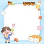 儿童快餐美食章鱼小丸子面包边框