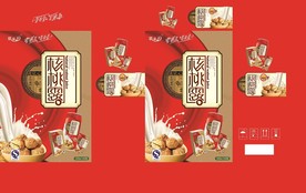 核桃露乳红色竖礼盒分层图