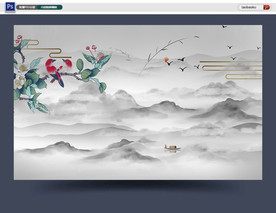 山水中式背景墙