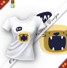 矢量原创可爱卡通狮子插图图案