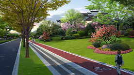 道路效果图景观效果图绿道效果图