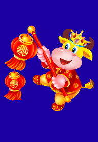 卡通牛牛年门画牛年门贴