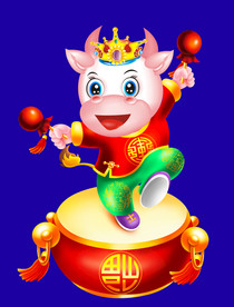 牛年门画牛年门贴牛年大吉卡通牛