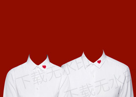 爱心白衬衫结婚登记照