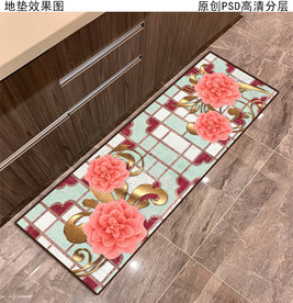 复古花卉欧式田园厨房地垫