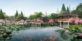 景观效果图古建效果图公园效果图