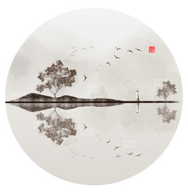 新中式水墨山水背景墙