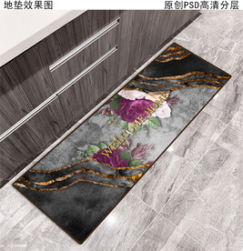 欧式复古花纹厨房地垫