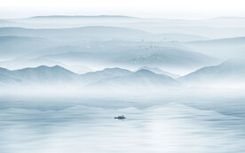 最新中式客厅山水画背景墙