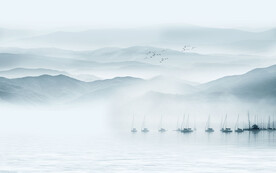 新中式山水背景墙