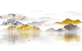 金箔水墨山水背景墙