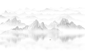 雅士白水墨山水电视背景墙