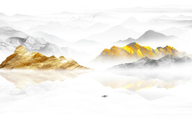 金箔意境山水墨画背景墙