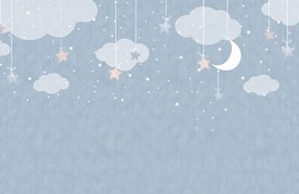卡通儿童星星月亮白云背景墙壁画