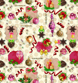 数码印花 圣诞花型 面料印花图