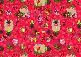 数码印花 圣诞花型 面料印花图