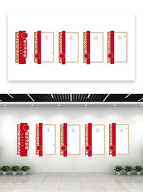 红色宣传栏照片墙