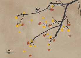 手绘工笔画背景墙