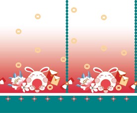 汉服  绿红色兔子