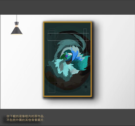 北美抽象色块组合装饰画