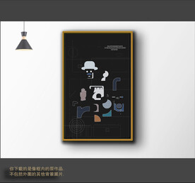 欧洲黑白抽象色块装饰图