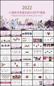 小清新月季度总结计划PPT模板