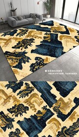 复古美式轻奢抽象花纹地垫地毯