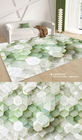现代北欧绿色几何客厅地毯地垫