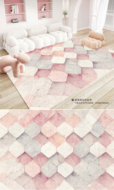 北欧现代简约粉色客厅地毯地垫
