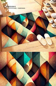 现代轻奢宅寂风简约几何地毯地垫